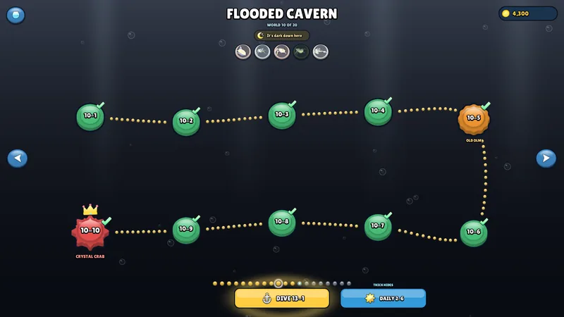 The world map for the Flooded Cavern.